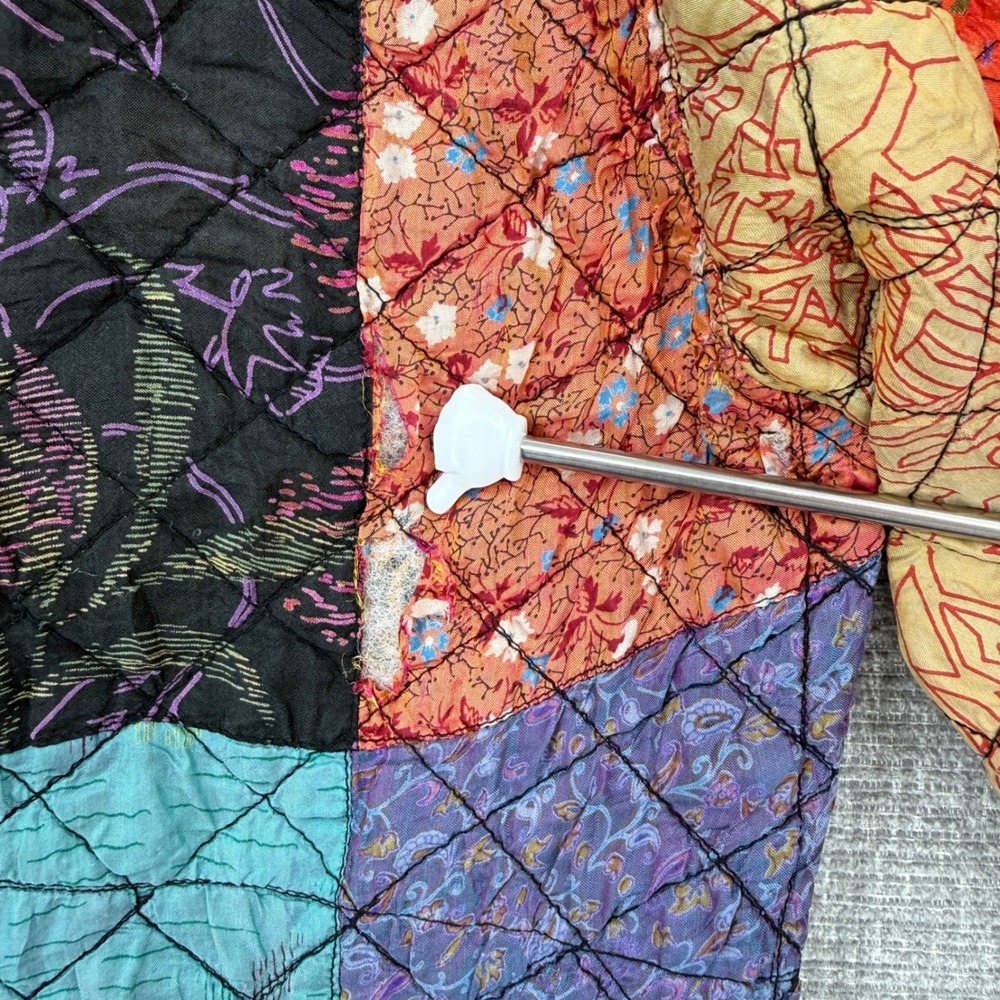 Sacred Threads Quilted Patchwork Silk Jacket Kimo… - image 8